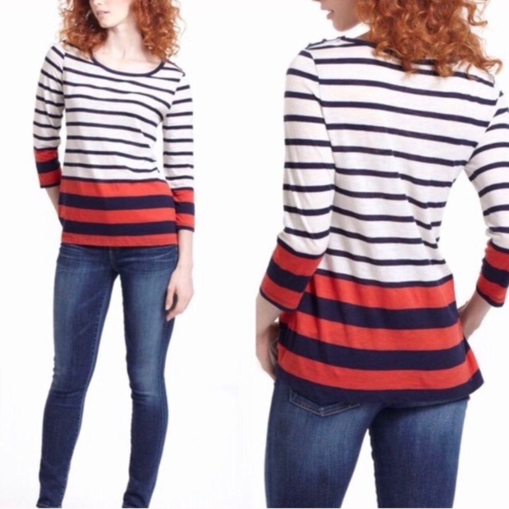 Pilcro and the Letterpress Striped Slub A-line Tee